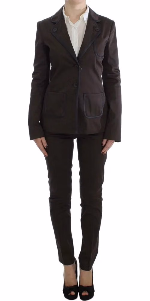 Exte Brown Stretch Two Button Suit