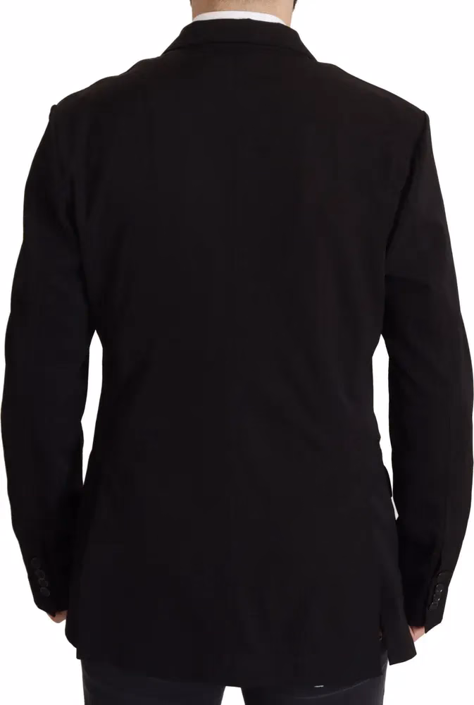 Dolce & Gabbana Black Wool Single Breasted Coat Blazer