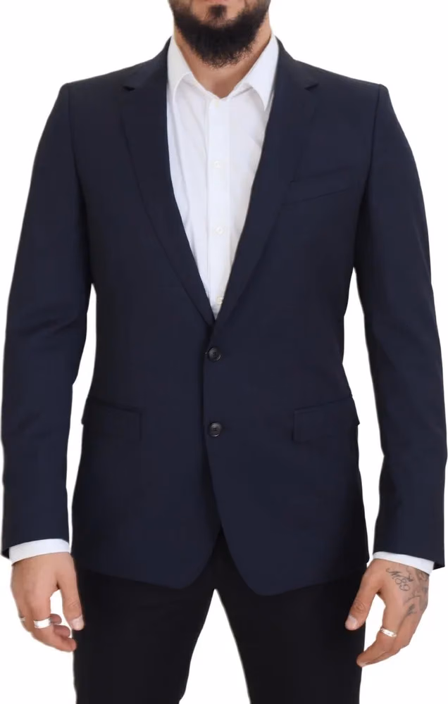 Dolce & Gabbana Dark Blue Wool Single Breasted MARTINI Blazer