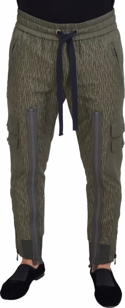 Dolce & Gabbana Green Striped Cargo Zipper Leg Men Trouser Pants
