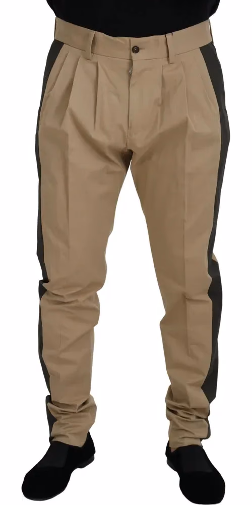 Dolce & Gabbana Brown Black Cotton Chino Men Pants