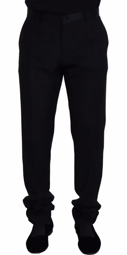 Dolce & Gabbana Black Wool Chino Formal Pants