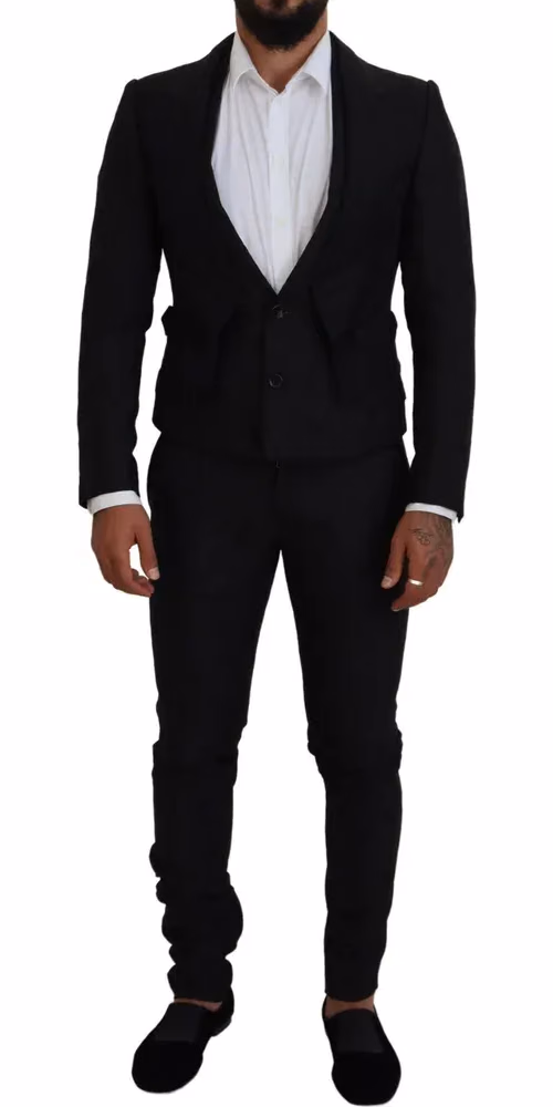 Dolce & Gabbana Black Polyester Men 2 Piece MARTINI Suit