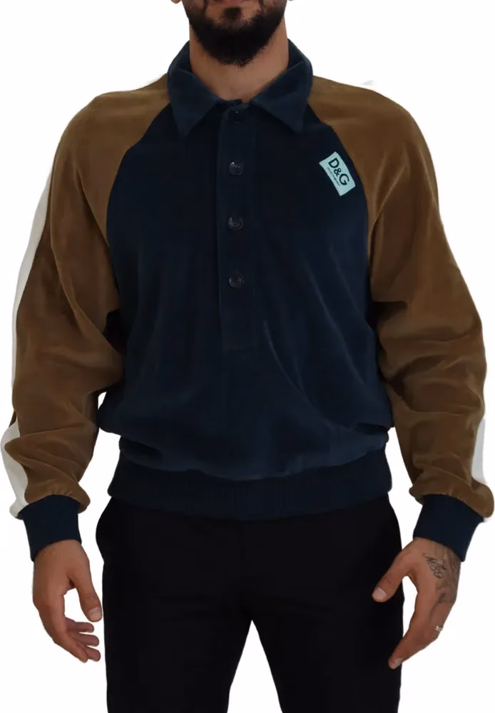 Dolce & Gabbana Multicolor Cotton Collared Pullover Sweater