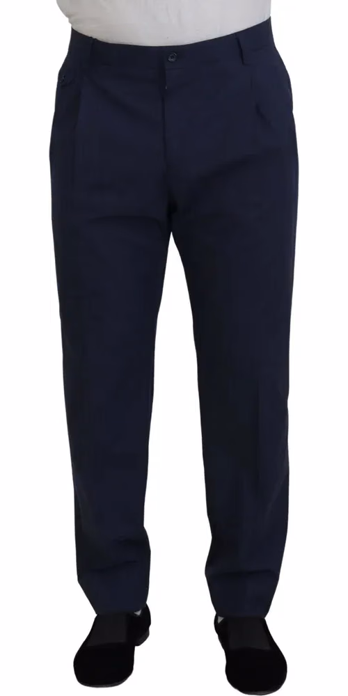 Dolce & Gabbana Dark Blue Cotton Chino Formal Pants