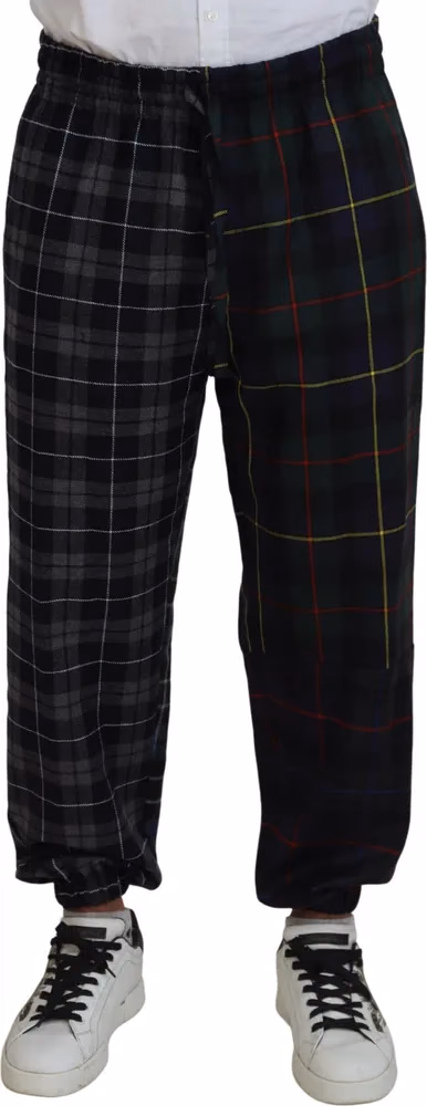 Dolce & Gabbana Multicolor Checkered Wool Men Jogger Pants