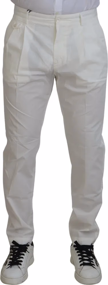 Dolce & Gabbana White Cotton Skinny Chino Pants