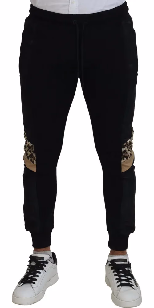 Dolce & Gabbana Black Polyester Skinny Jogger Men Pants