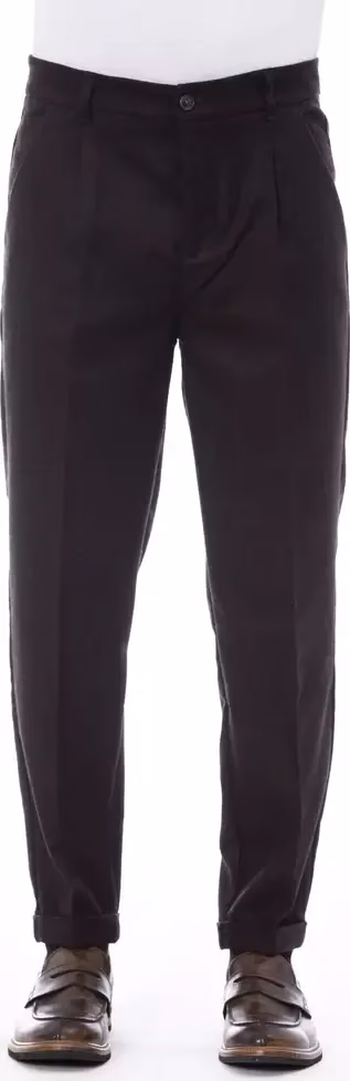 Alpha Studio Brown Wool Men Pant