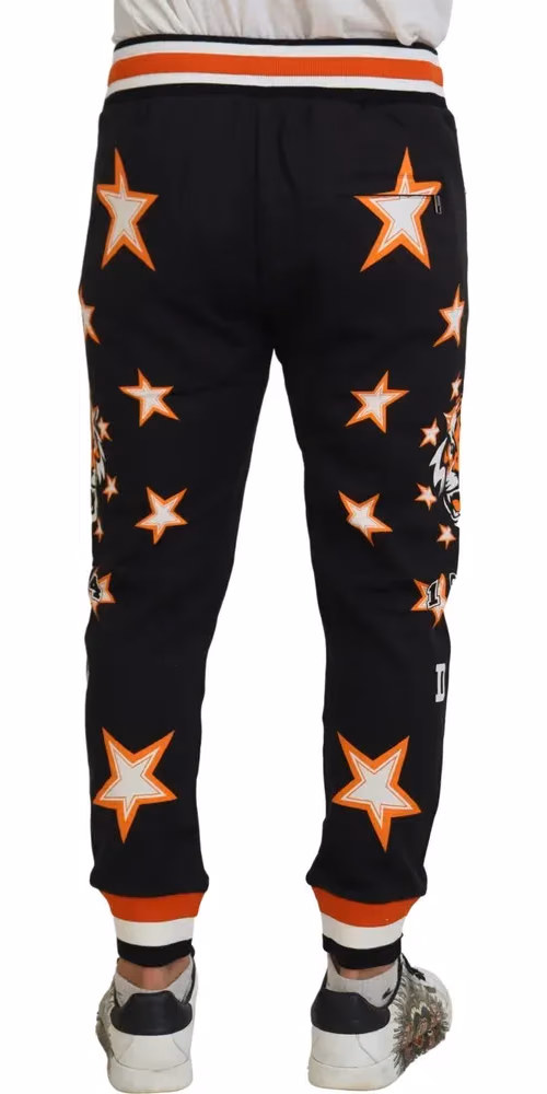 Dolce & Gabbana Black Orange Star Trousers Sport Pants