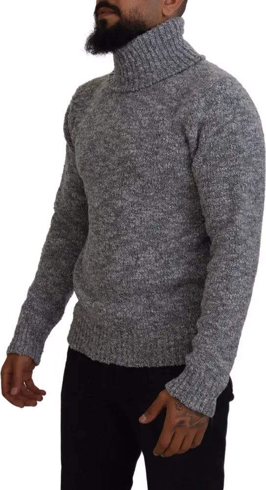 Dolce & Gabbana Gray Wool Knit Turtleneck Pullover Sweater