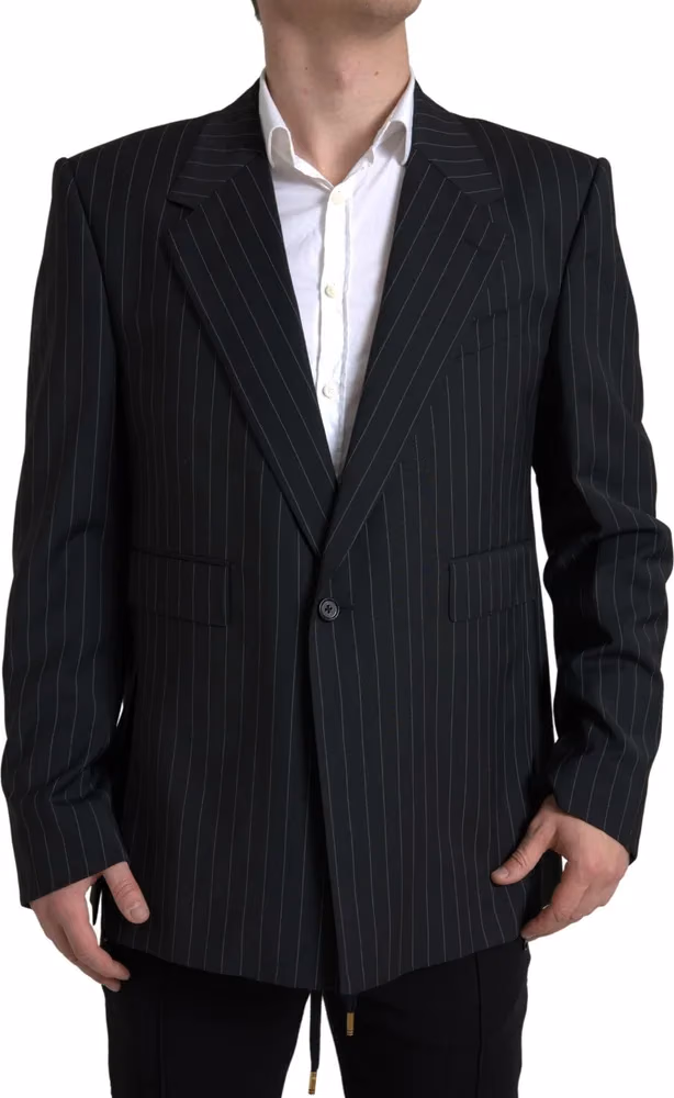 Dolce & Gabbana Black Stripe Single Breasted SICILIA Blazer