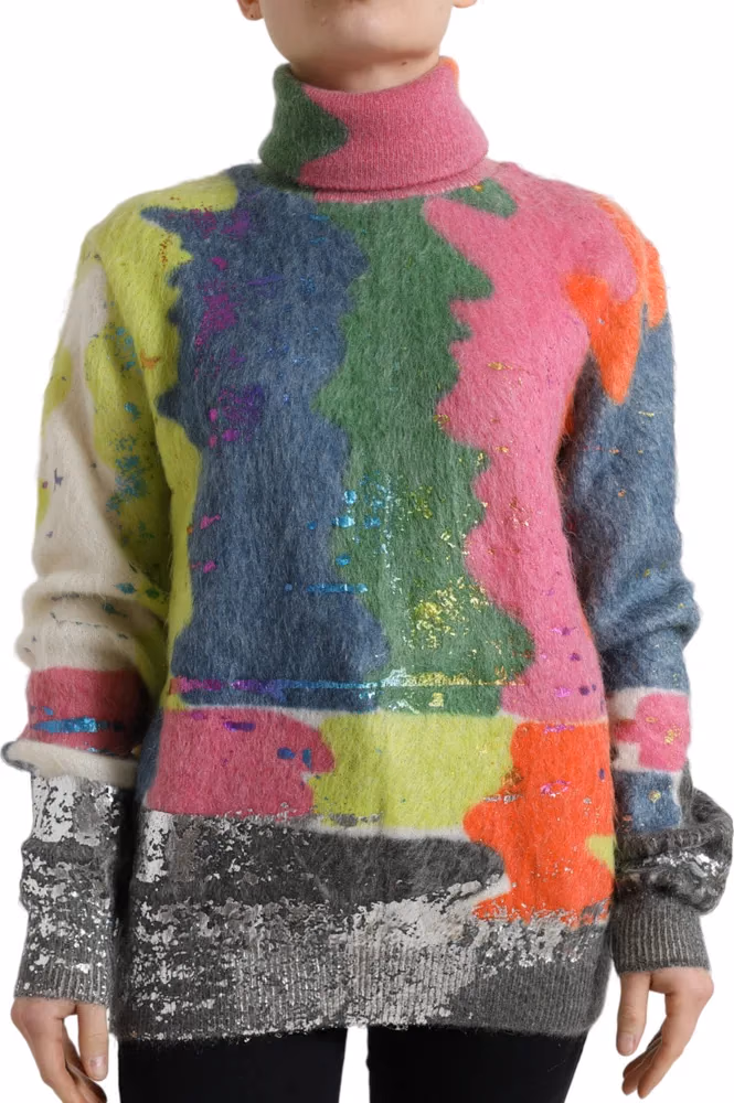 Dolce & Gabbana Multicolor Mohair Turtleneck Pullover Sweater