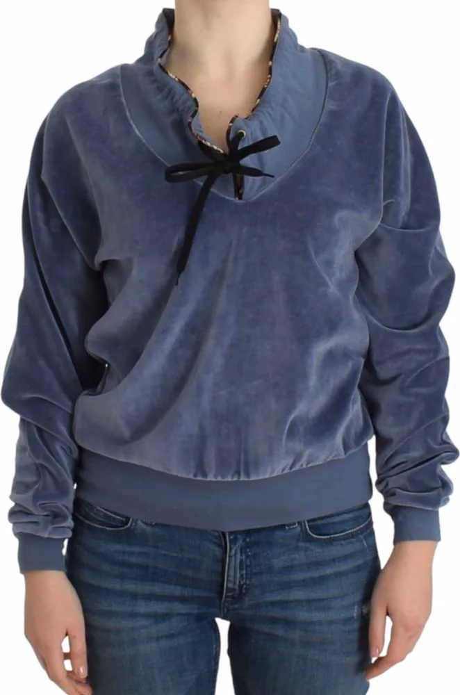 Cavalli Blue velvet cotton sweater