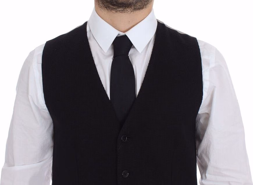 Dolce & Gabbana Black Cotton Dress Vest Blazer Jacket