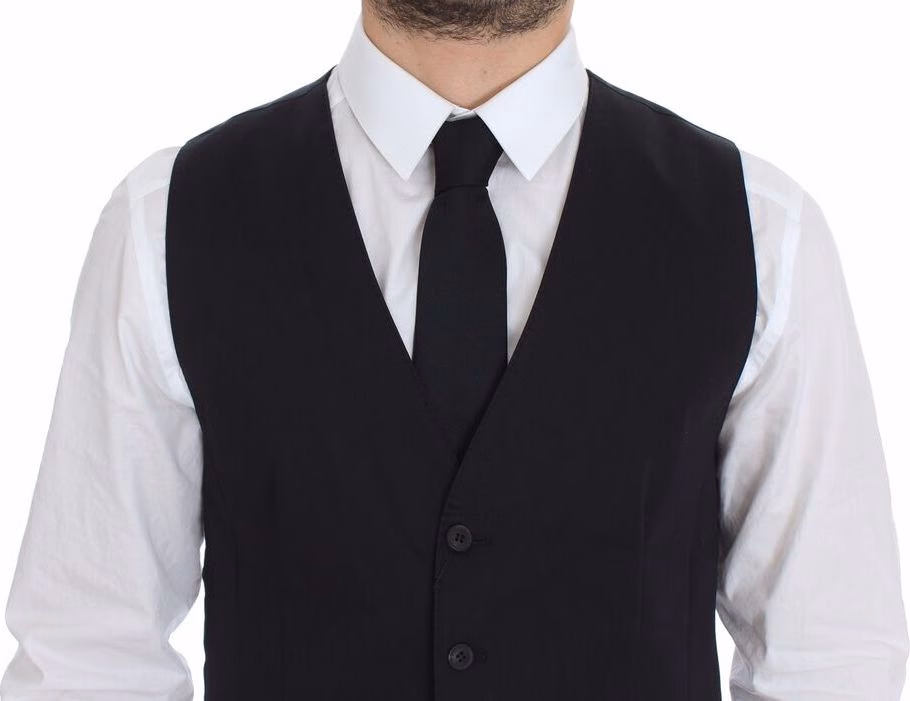 Dolce & Gabbana Blue Cotton Stretch Dress Vest Blazer