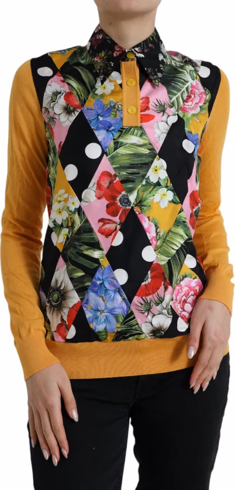 Dolce & Gabbana Multicolor Patchwork Cashmere Henley Sweater