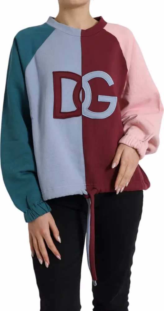 Dolce & Gabbana Multicolor Cotton Crewneck Pullover Sweater
