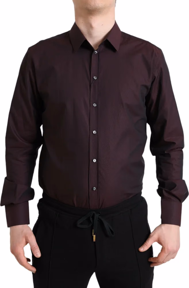 Dolce & Gabbana Maroon Jacquard Formal Dress MARTINI Shirt
