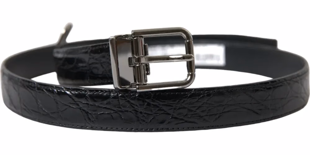 Dolce & Gabbana Black Leather Silver Metal Buckle Belt