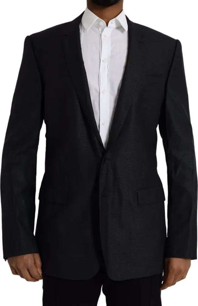 Dolce & Gabbana Black Wool Notch SingleBreasted Coat Blazer