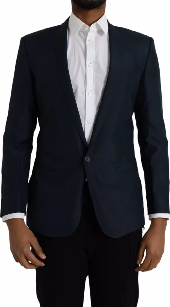 Dolce & Gabbana Blue MARTINI Shawl Single Breasted Blazer