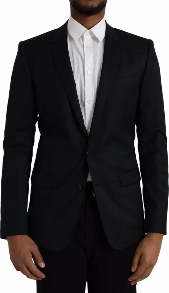 Dolce & Gabbana Black Wool MARTINI Single Breasted Blazer