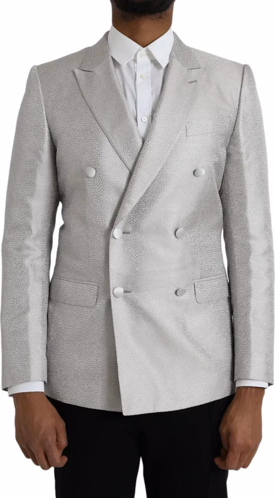 Dolce & Gabbana Off White MARTINI Double Breasted Coat Blazer