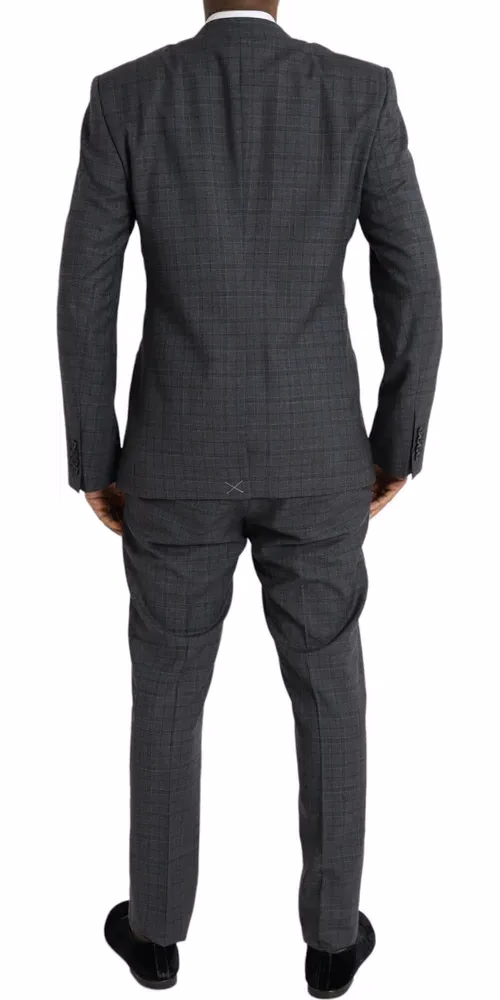 Dolce & Gabbana Gray Plaid Wool MARTINI Formal 2 Piece Suit