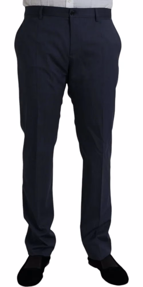 Dolce & Gabbana Blue Wool Slim Fit Dress Formal Pants