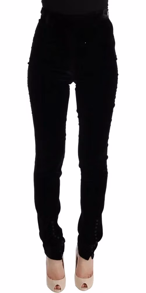 Ermanno Scervino Black Velvet Slim Fit Pants
