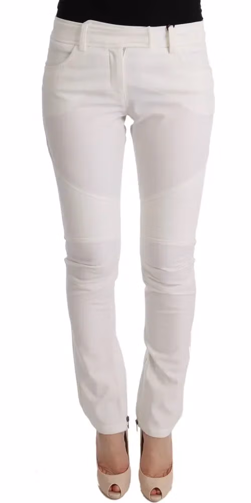 Ermanno Scervino White Cotton Slim Fit Casual Pants