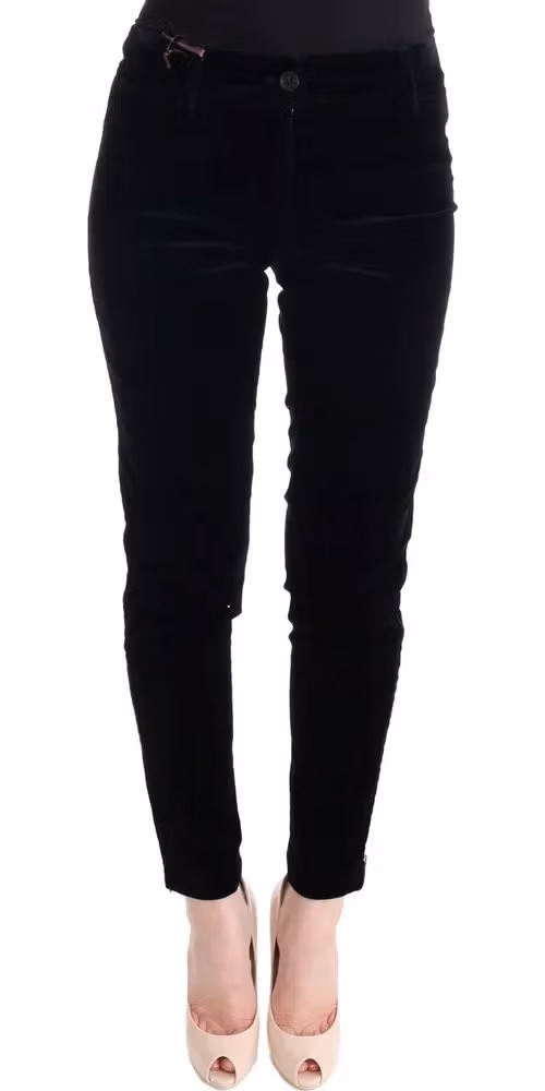 Ermanno Scervino Black Viscose Blend Velvet Cropped Pants