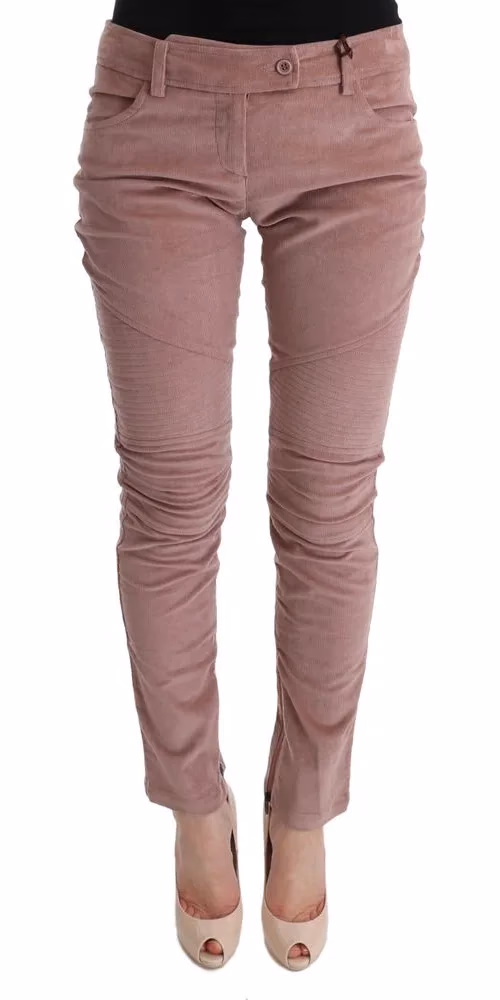 Ermanno Scervino Pink Velvet Cropped Casual Pants