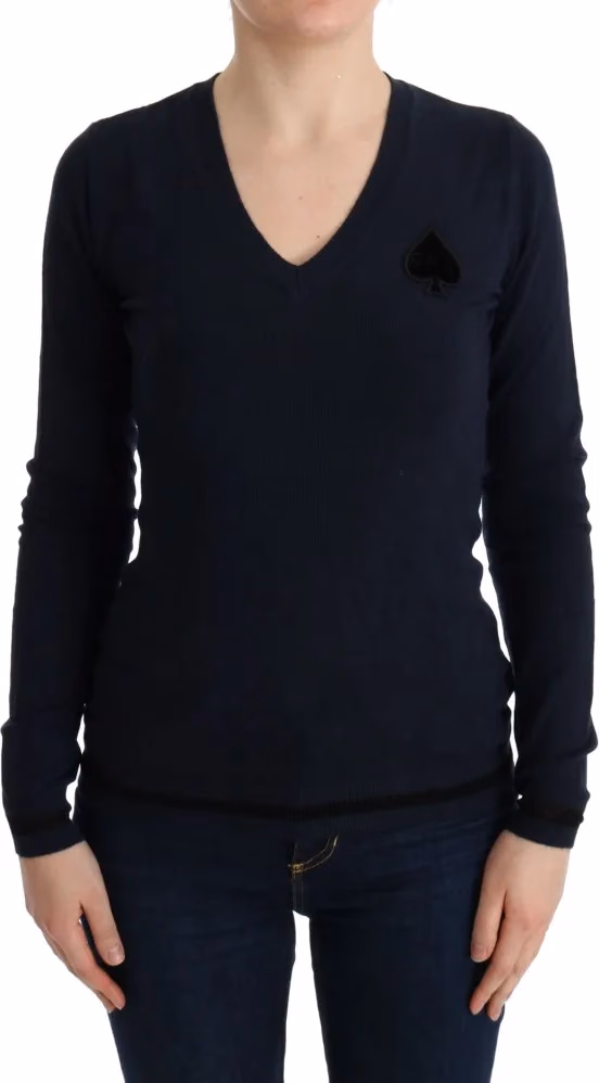 Costume National Blue V-neck Viscose Sweater
