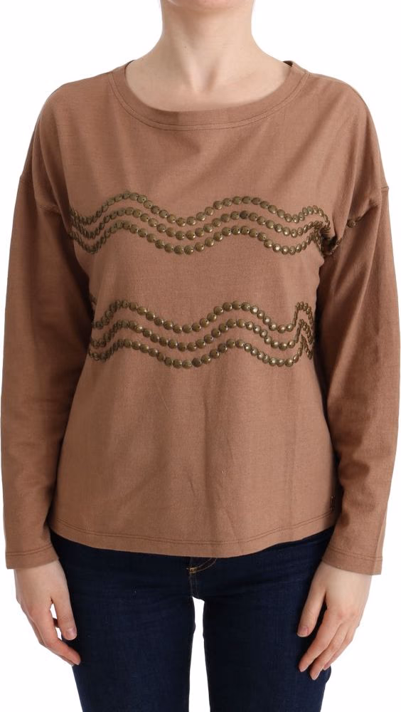 John Galliano Brown Cotton Studded Sweater