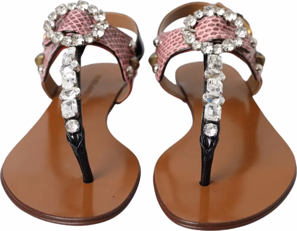 Dolce & Gabbana Multicolor Crystal Sandals Flip Flops Shoes