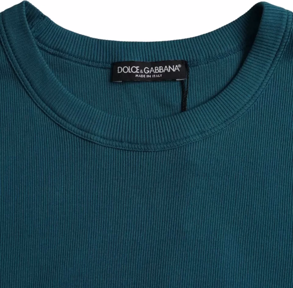 Dolce & Gabbana Blue Green Cotton Round Neck Short Sleeves T-shirt