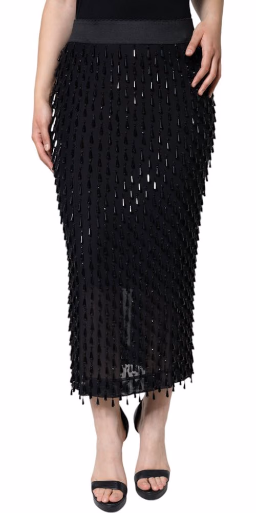 Dolce & Gabbana Black Embellished Pencil Cut Midi Skirt