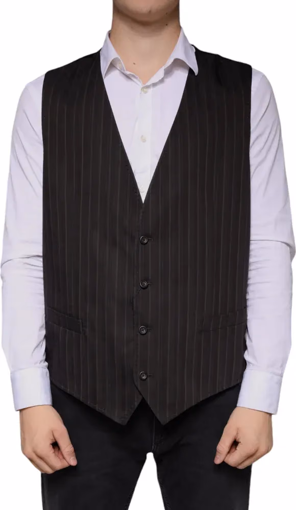 Dolce & Gabbana Black Cotton Waistcoat Dress Formal Vest