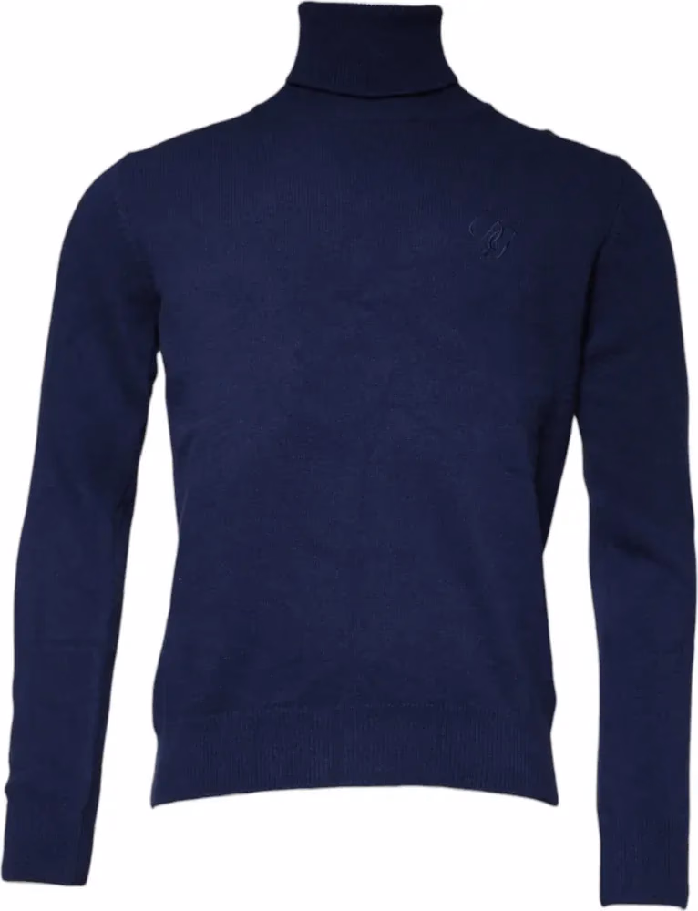 Dolce & Gabbana Blue Wool Knit Turtleneck Pullover Sweater