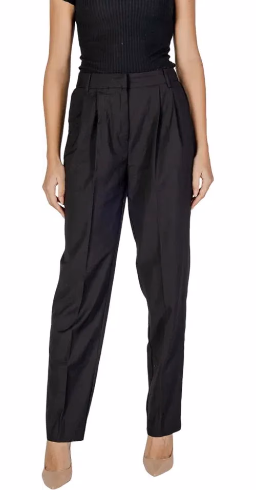 Vila Clothes Black Polyester Dress Pants