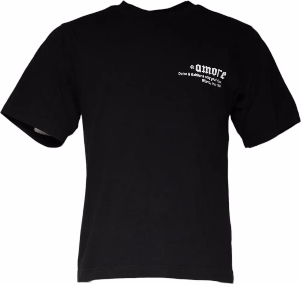 Dolce & Gabbana Black Amore Print Cotton Crew Neck T-shirt