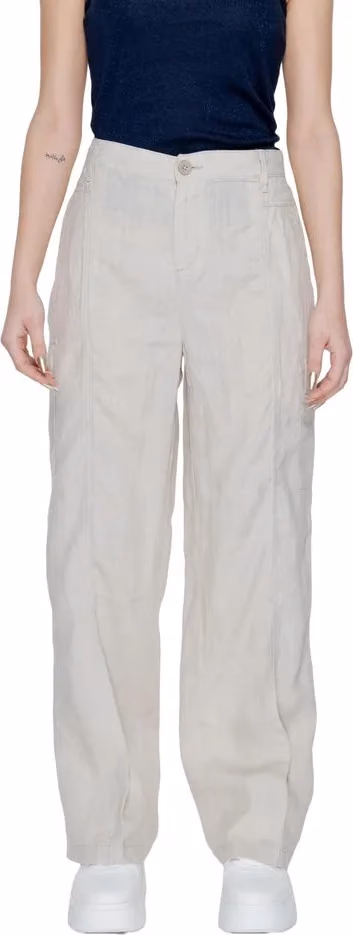 Street One Beige Linen Flared Pants