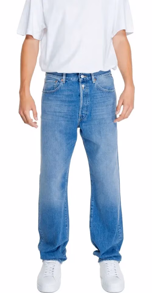 Replay Blue Cotton Relaxed Fit Jeans
