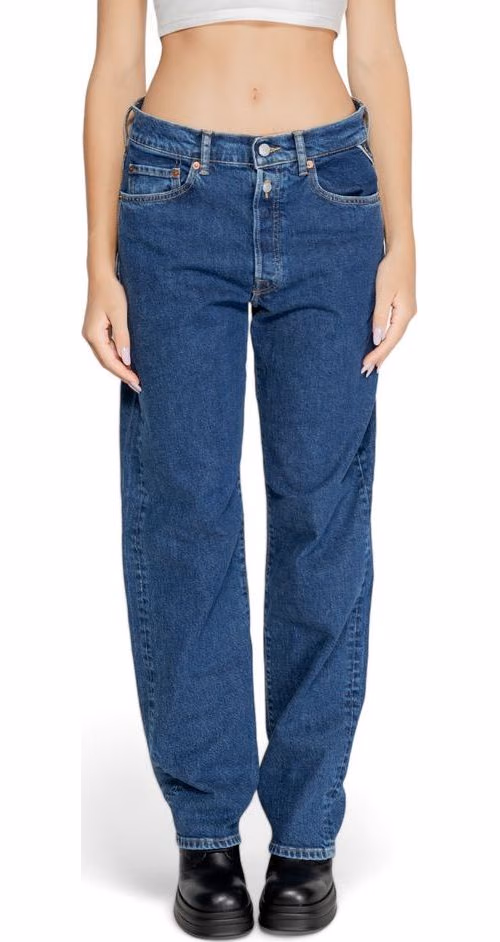 Replay Blue Cotton Mom Jeans