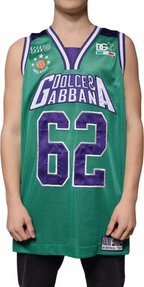 Dolce & Gabbana Green Polyester Jersey Sleeveless T-shirt