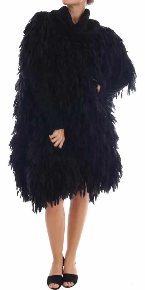 Dolce & Gabbana Black Fringes Wool Pullover Sweater