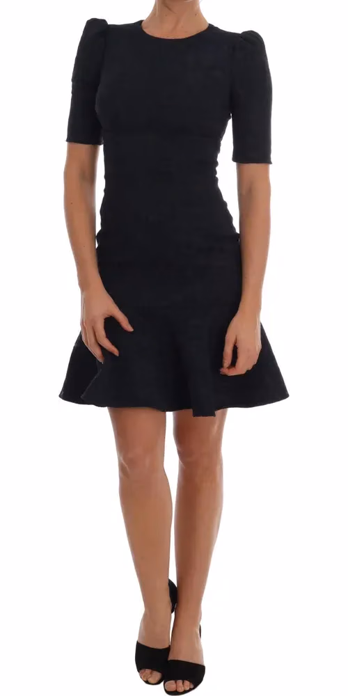 Dolce & Gabbana Black Blue Flare Mini Dress