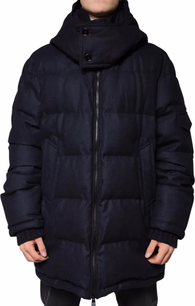 Dolce & Gabbana Black Nylon Hooded Puffer Men Coat Jacket
